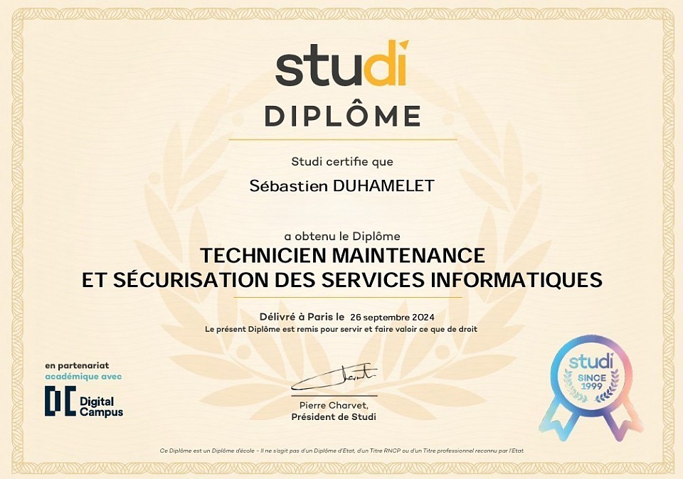 Diplome technicien informatique